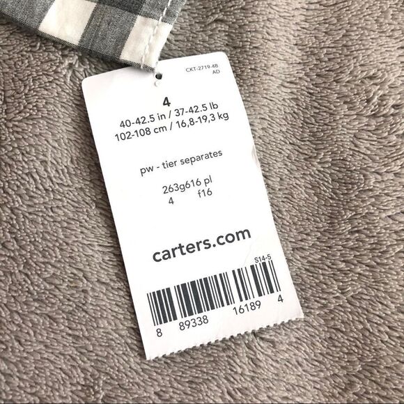 Carter’s Gray & white gingham button down shirt - Picture 6 of 9